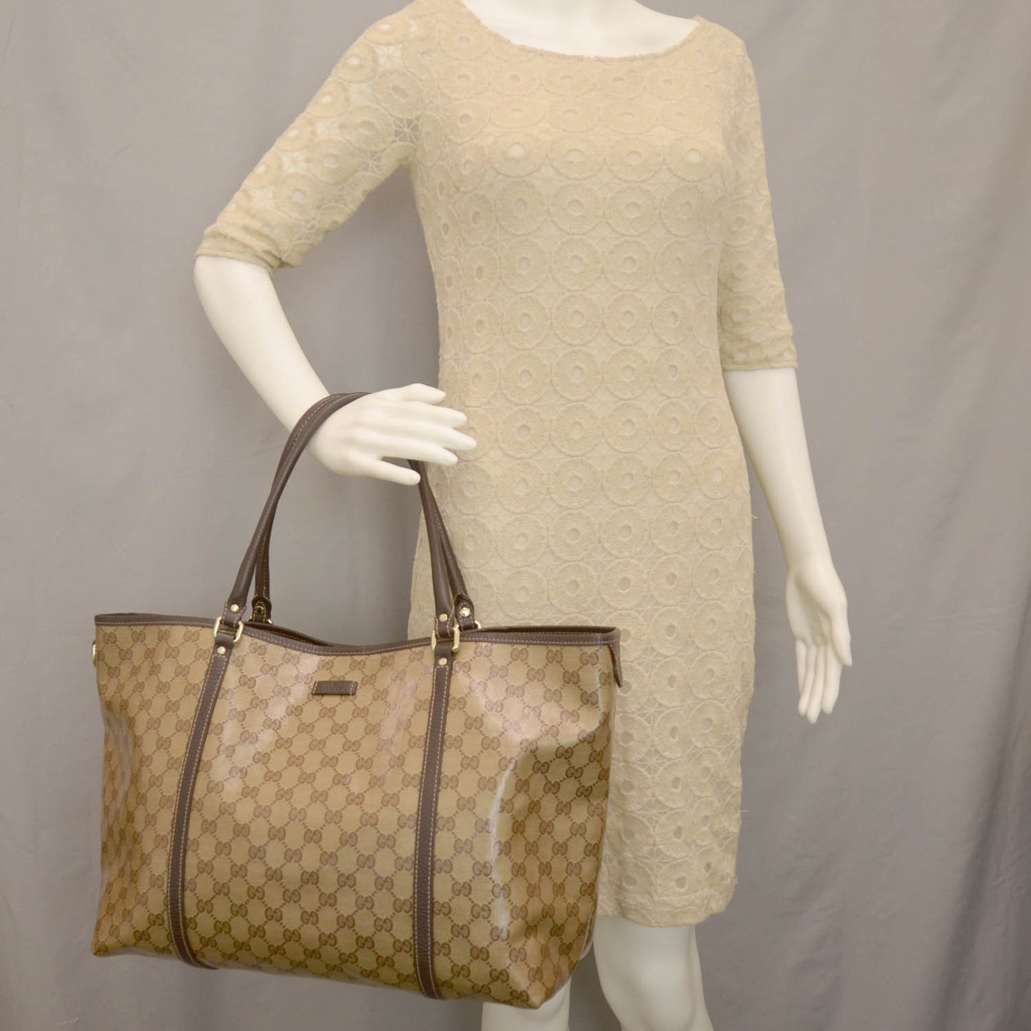 Crystal Monogram Large Joy Tote Beige Ebony Testa di Moro