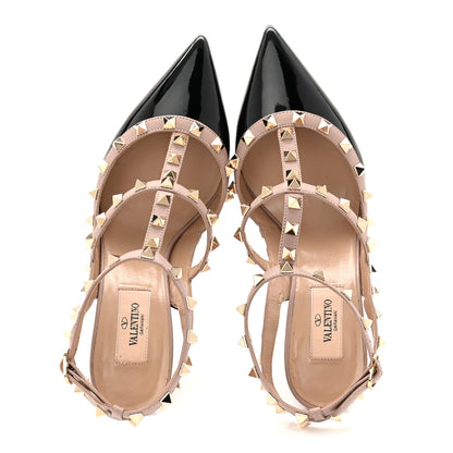 Valentino Garavani Patent Nappa Rockstud Ankle Strap 100mm Pumps 38 Black Poudre 2 of 10