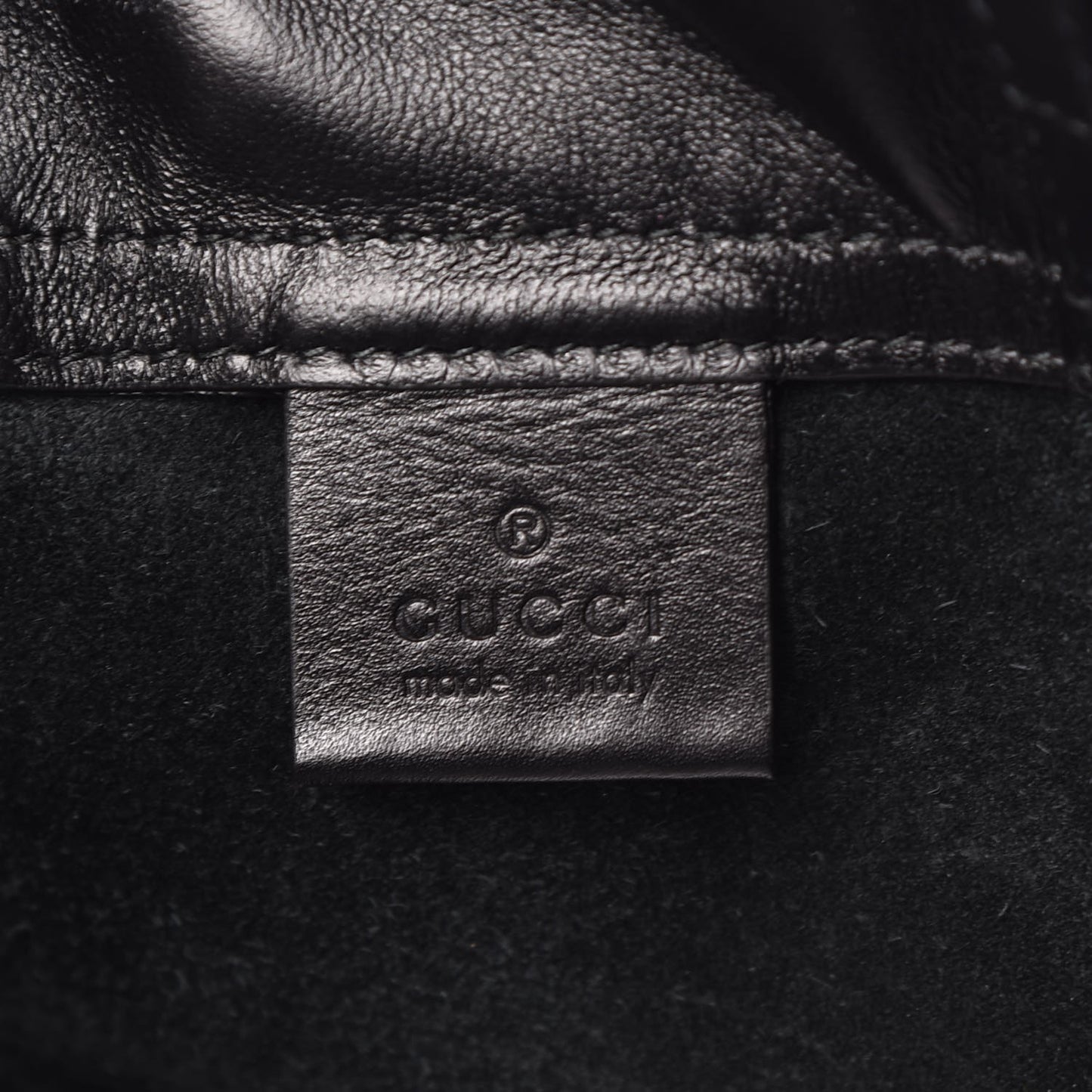 Calfskin Logo Drawstring Backpack Black