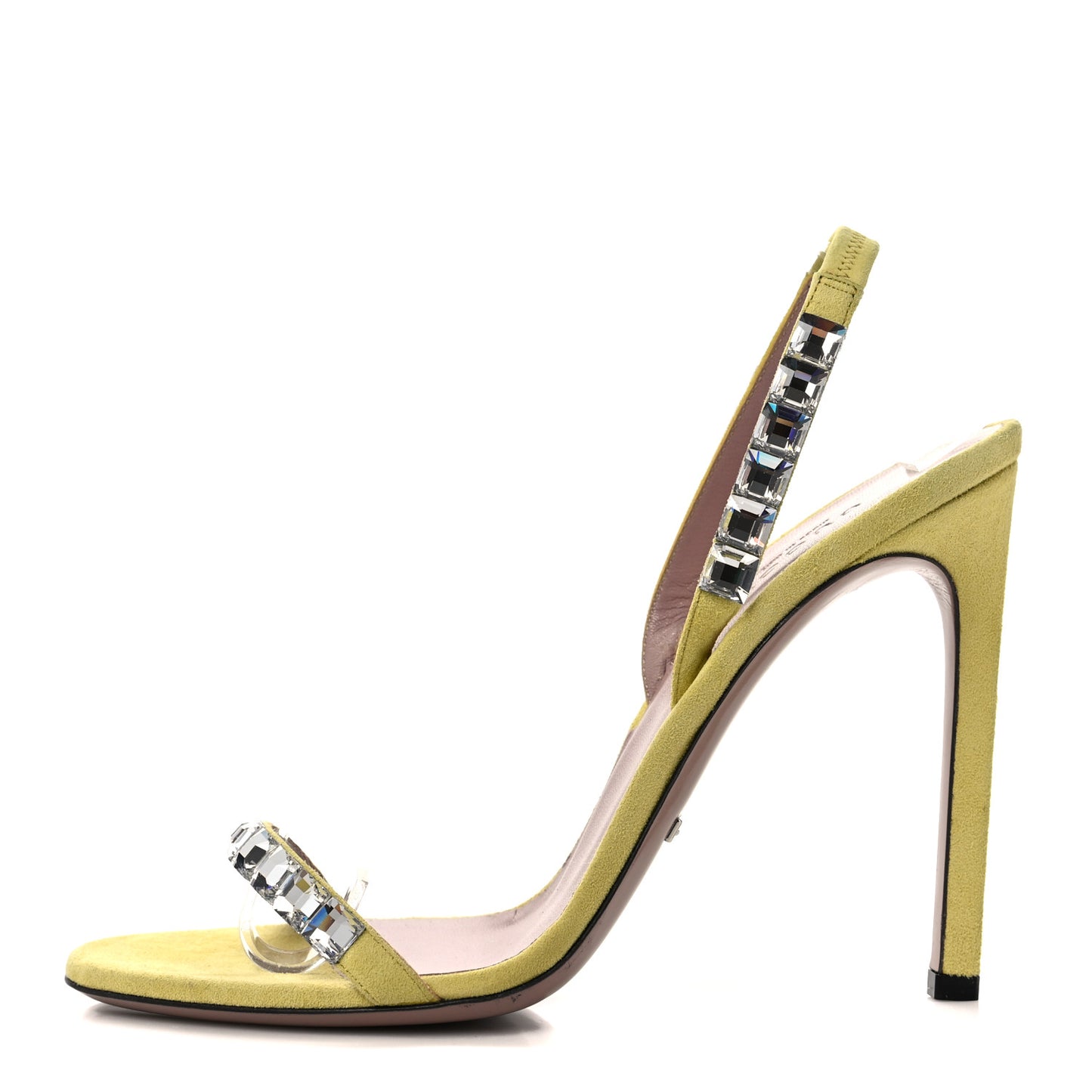 Crystal Kid Scamosciato Mallory Slingback Sandals 38.5 Transparent Mimosa Flower
