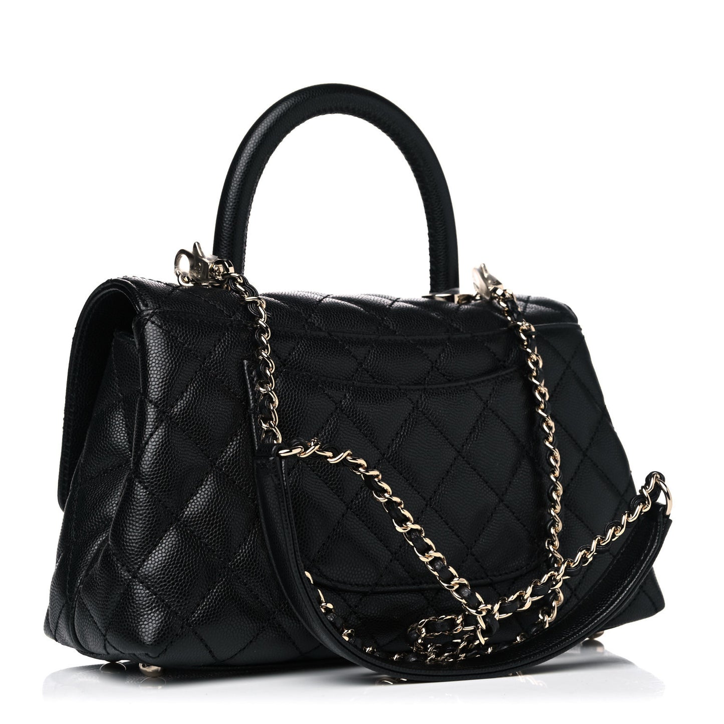 Caviar Quilted Mini Coco Handle Flap Black