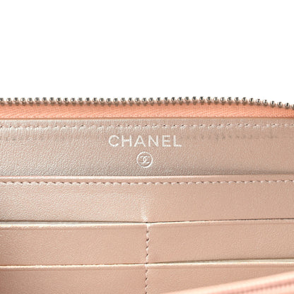 Chanel Metallic Caviar Chevron Quilted Large Gusset Zip Around Wallet Light Gold 7 of 7