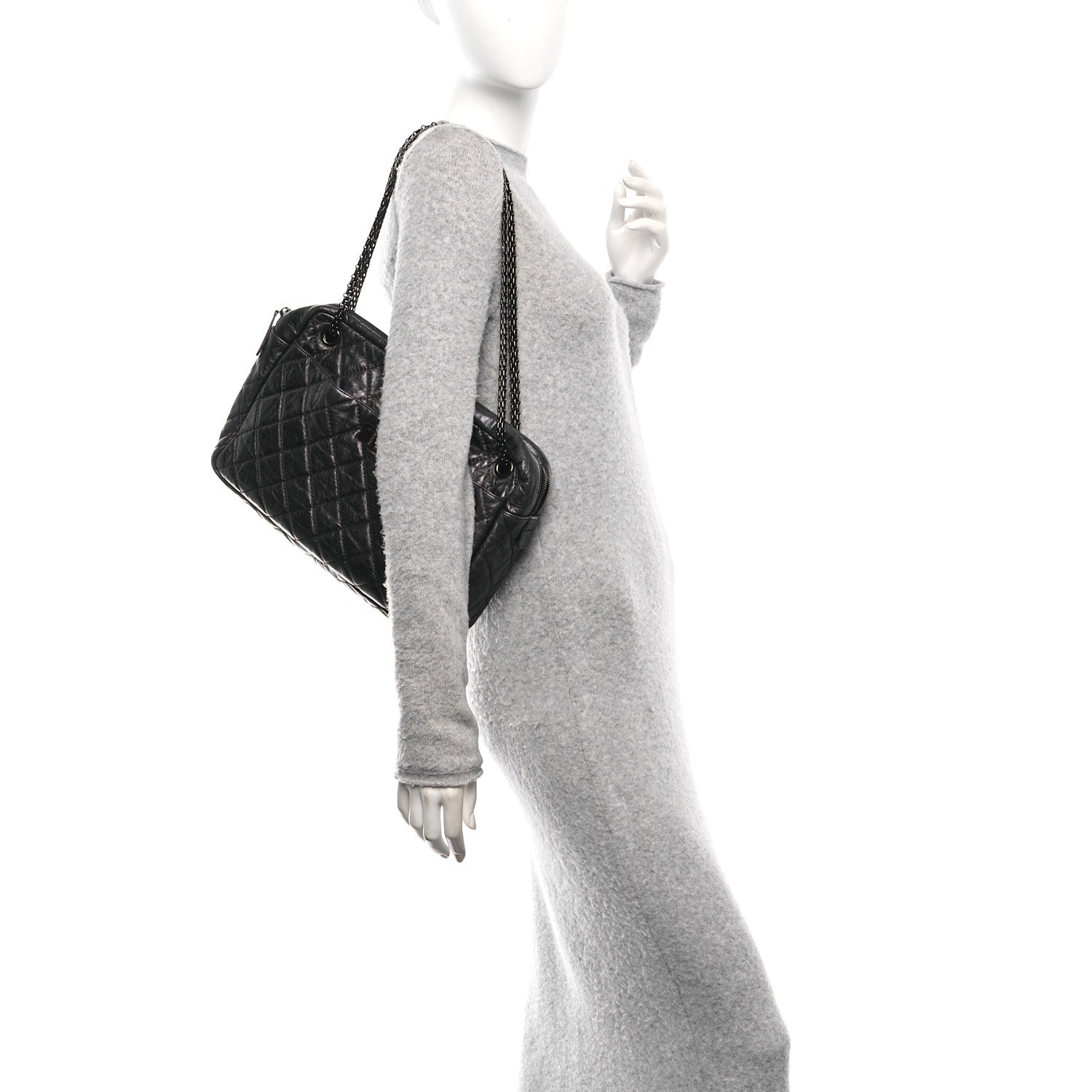 Chanel Metallic Aged Calfskin Quilted Large Reissue Camera Case Black 2 of 10