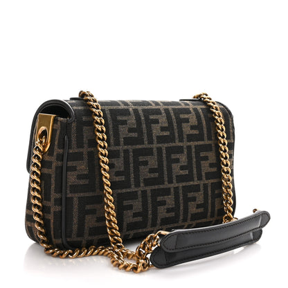 Fendi Fabric Jacquard FF 1974 Midi Chain Baguette Tobacco Moro 3 of 11