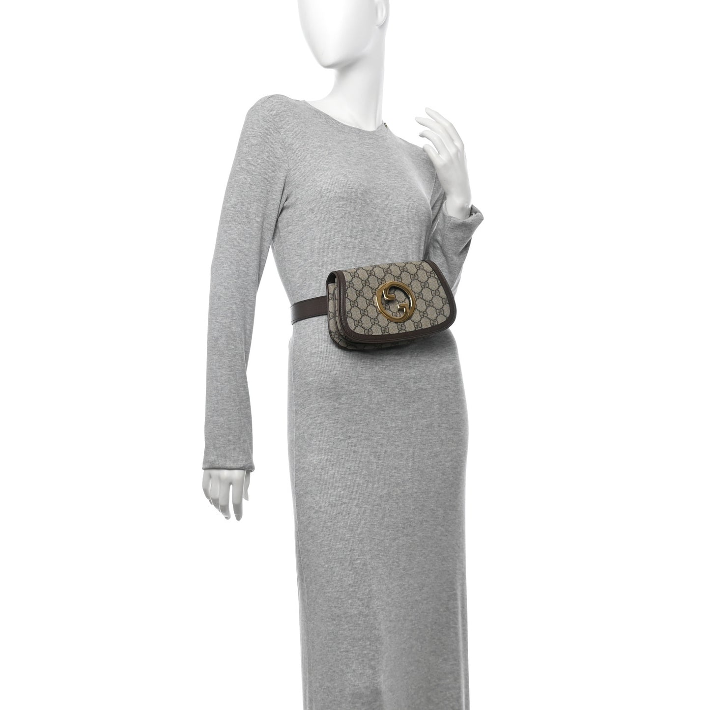 GG Supreme Monogram Textured Dollar Calfskin Blondie Belt Bag 95 38 Beige Ebony New Acero