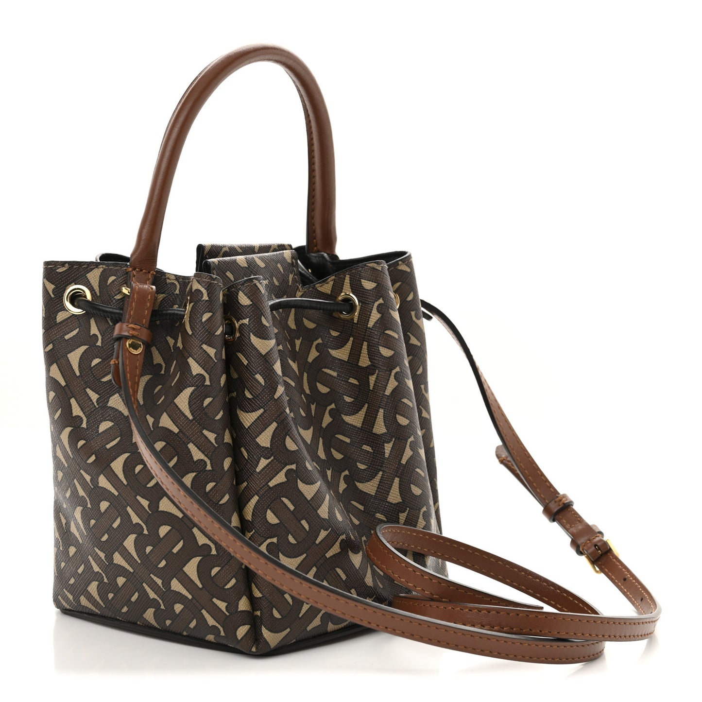 E-canvas Monogram TB Bucket Bag Bridle Brown