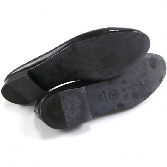 Patent Leather Tip Ballerina Flats 34.5 Black