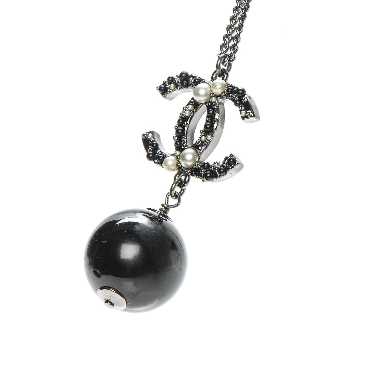 Ruthenium Bead CC Necklace Black