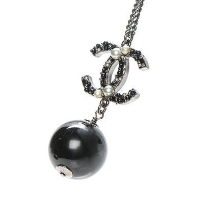 Chanel Ruthenium Bead CC Necklace Black 4 of 8