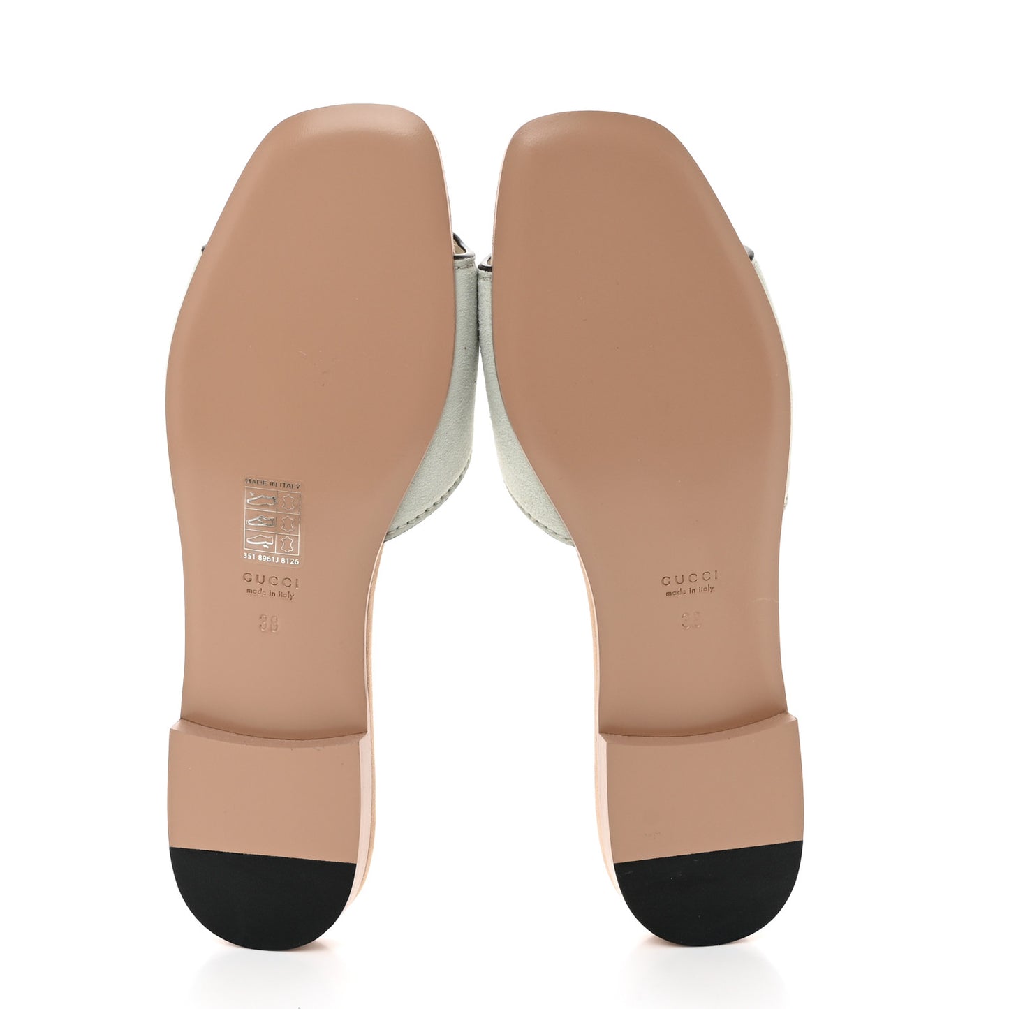 Kid Scamosciato Interlocking G Cut Out Slide Sandals 38 Pale Green
