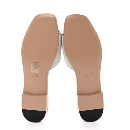 Gucci Kid Scamosciato Interlocking G Cut Out Slide Sandals 38 Pale Green 5 of 7
