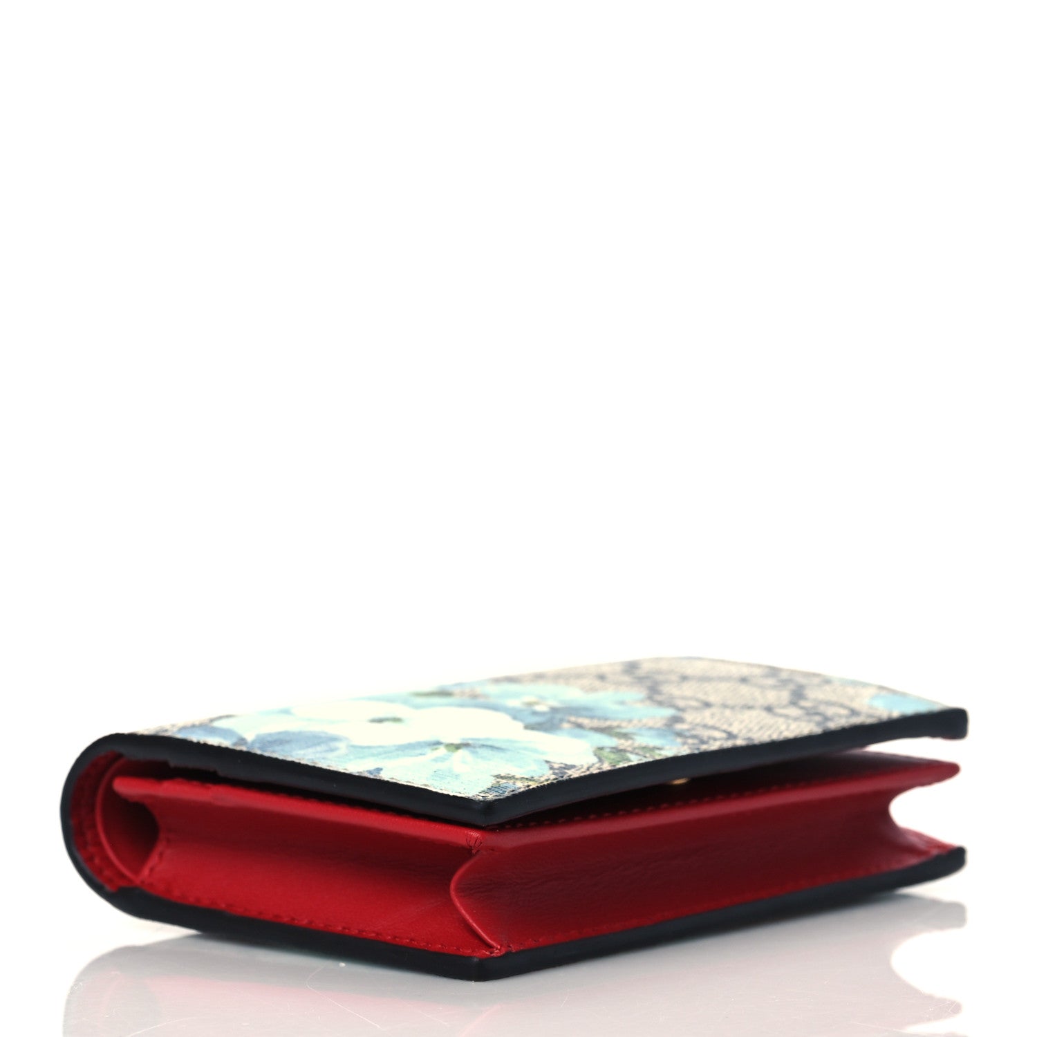Gucci GG Supreme Monogram Blooms Card Case Beige Blue Navy Hibiscus Red 4 of 8