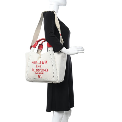 Valentino Garavani Canvas Atelier 01 Metal Stitch Edition Medium Tote Bag Naturale 2 of 11