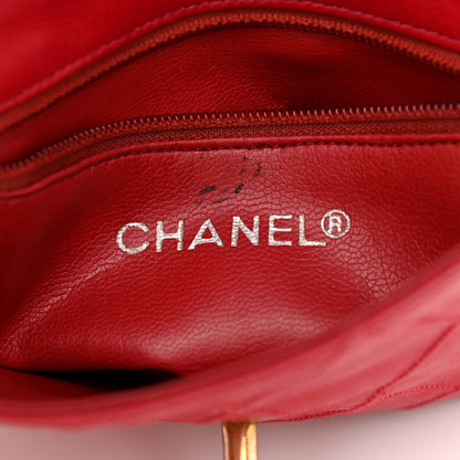 Chanel Lambskin Diamond Stitched Waist Chain Belt Flap Bag Red 7 of 12