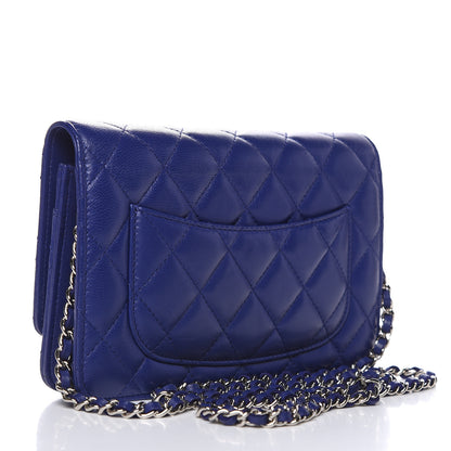 Chanel Lambskin Quilted Wallet On Chain WOC Blue 3 of 15