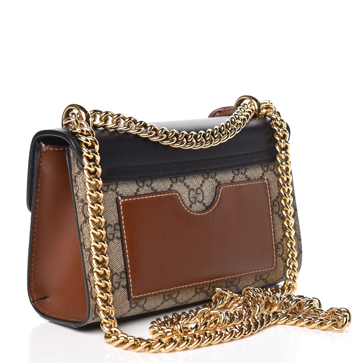 GG Supreme Monogram Calfskin Small Padlock Shoulder Bag Beige Black Cuir