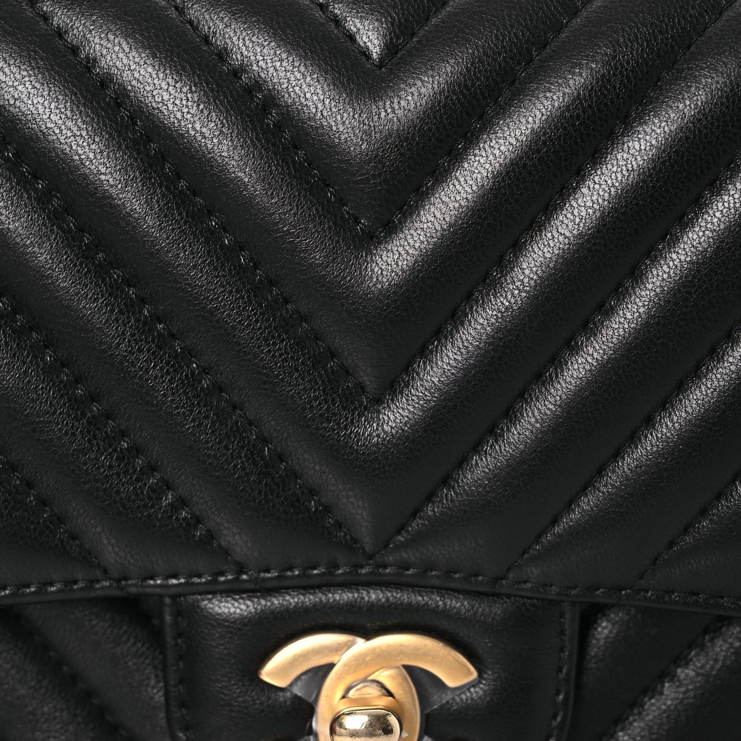 Lambskin Chevron Quilted Mini Square Flap Black