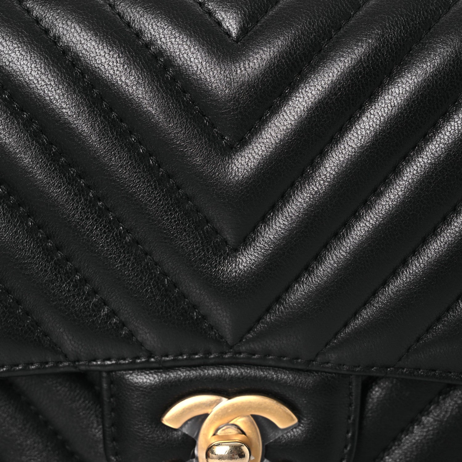 Chanel Lambskin Chevron Quilted Mini Square Flap Black 8 of 13