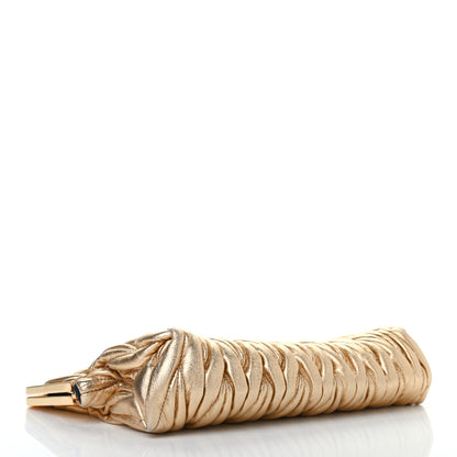 Miu Miu Metallic Nappa Matelasse Clutch Gold 7 of 12