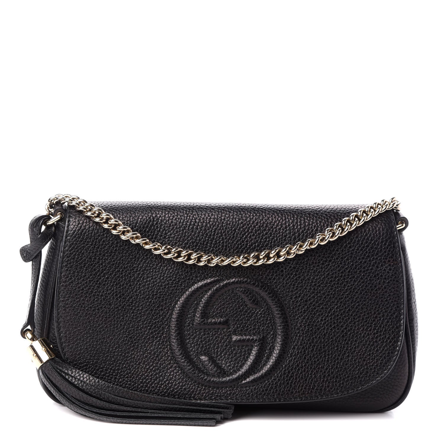 Gucci Pebbled Calfskin Medium Soho Flap Crossbody Black 1 of 9