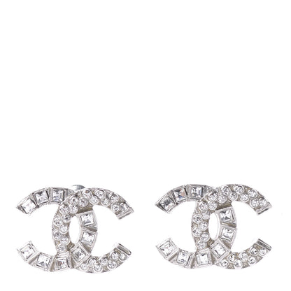 Chanel Crystal Baguette CC Earrings Silver 1 of 4