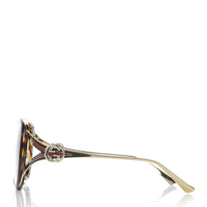 Gucci Acetate Round Frame Injected GG0226S Sunglasses Tortoise 3 of 8