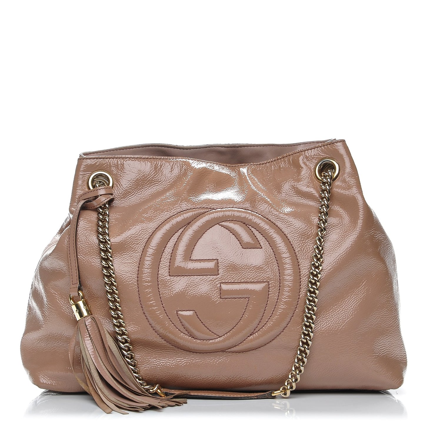 Patent Medium Soho Chain Shoulder Bag Dark Cipria