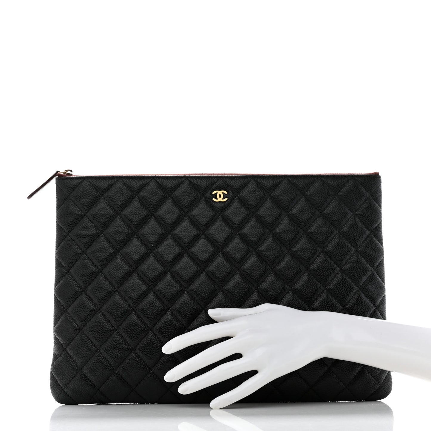 Caviar Quilted Large Cosmetic Case Black