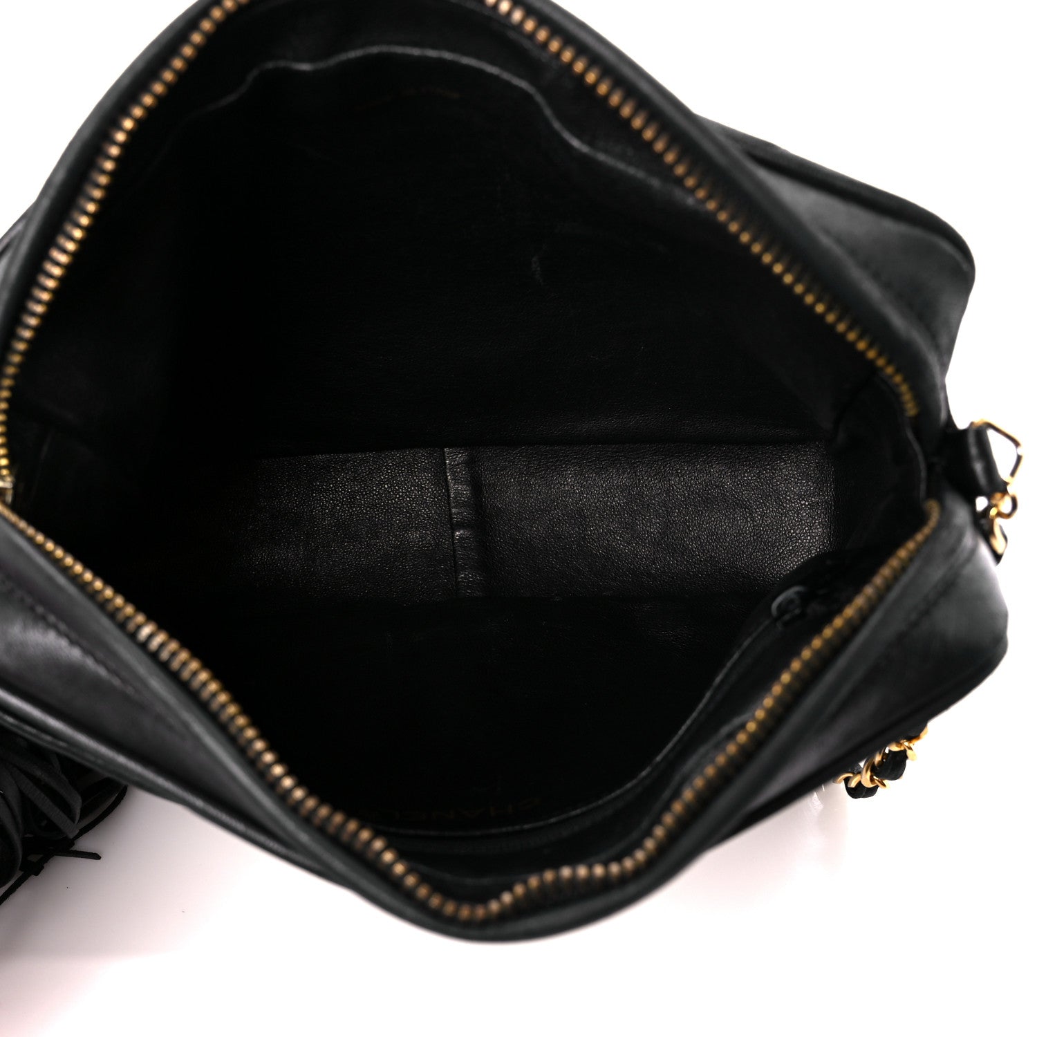 Chanel Lambskin Chevron Quilted Tassel Camera Case Black 5 of 11