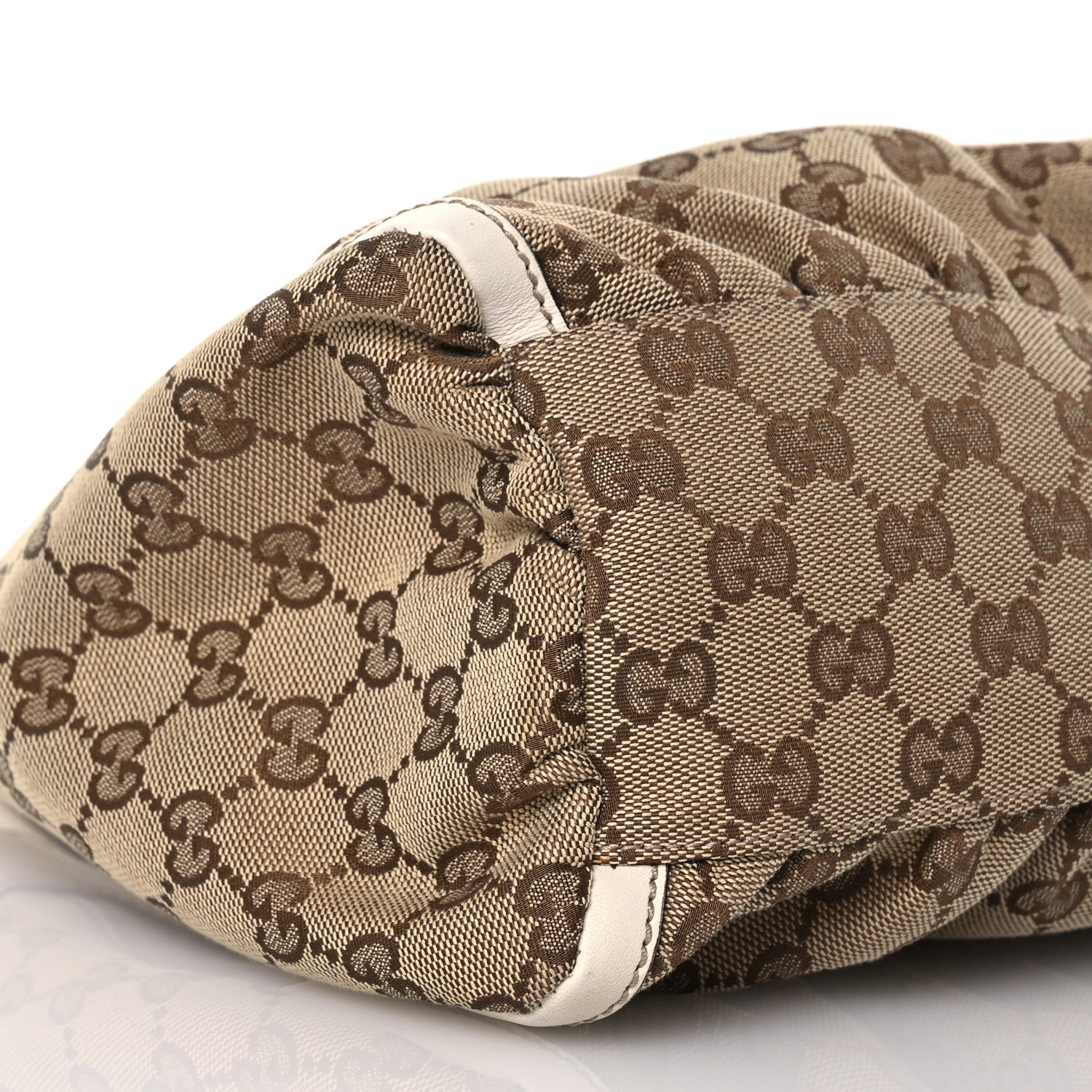 Gucci Monogram Medium D Gold Ring Hobo White 10 of 17