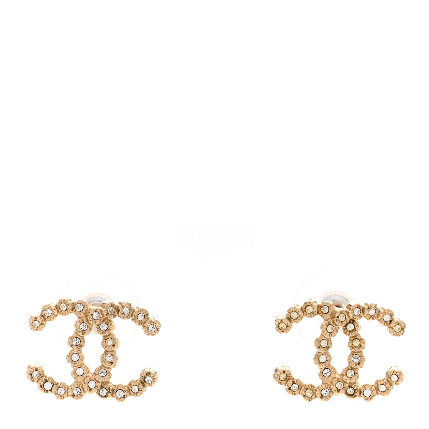 Chanel Crystal CC Earrings Gold 1 of 6