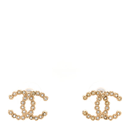 Chanel Crystal CC Earrings Gold 1 of 6