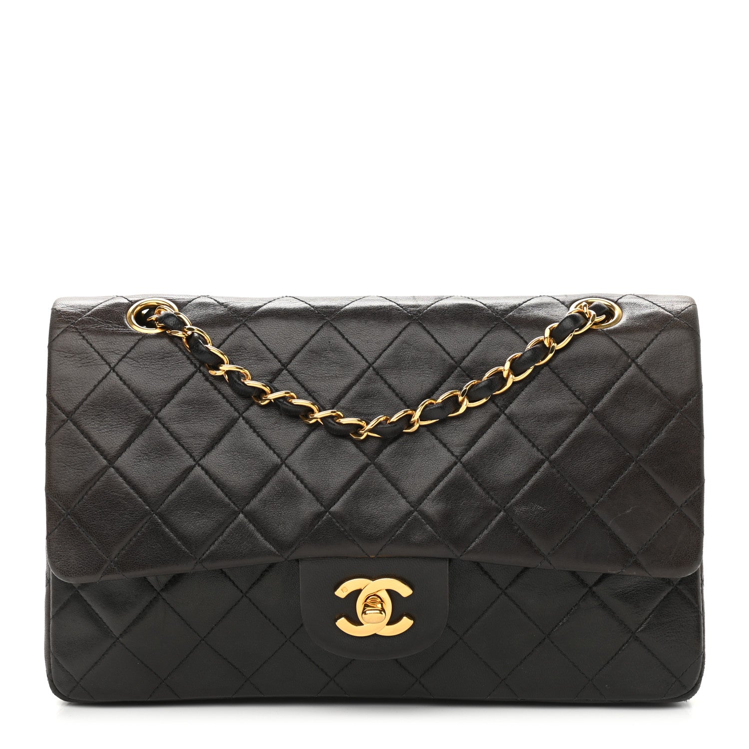Chanel Lambskin Quilted Medium Double Flap Dark Brown 1 of 16