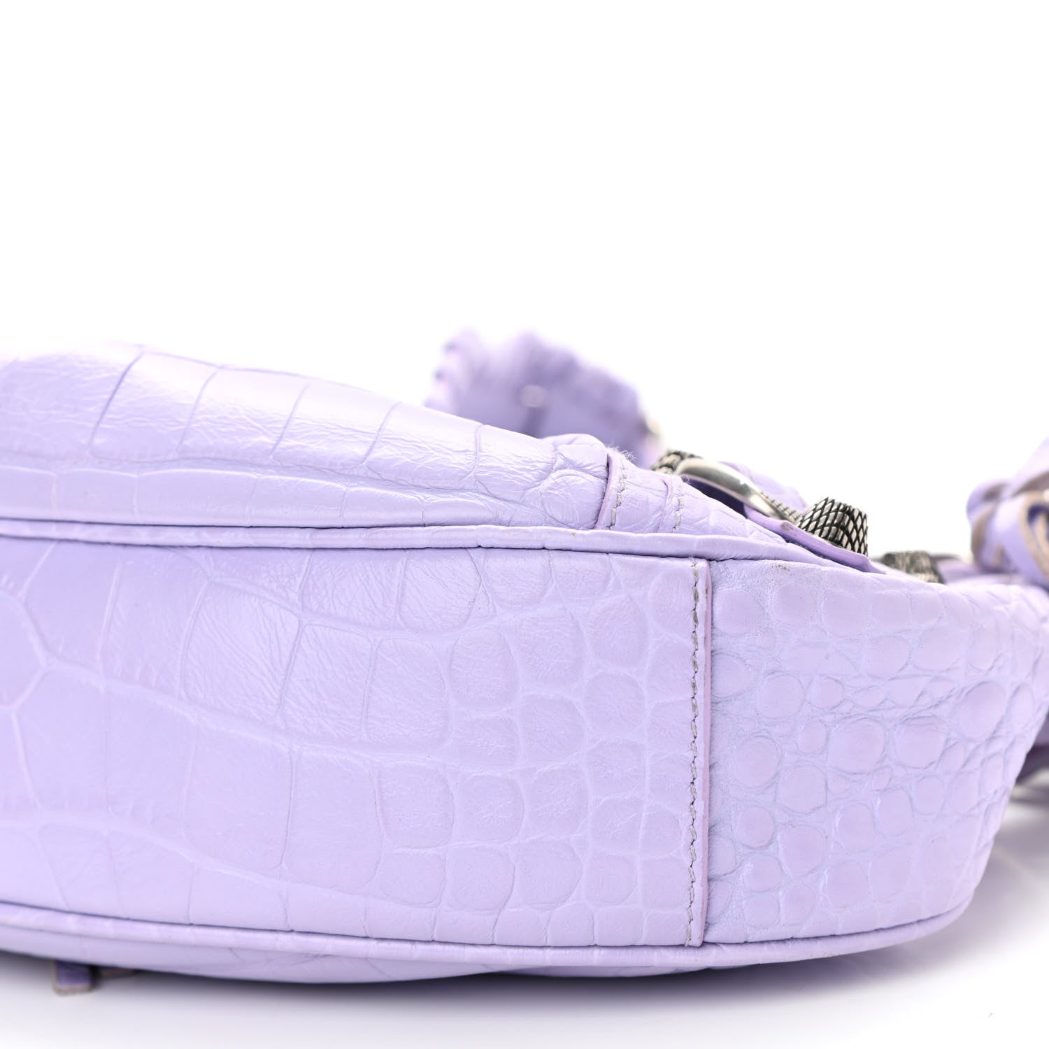 Balenciaga Extra Supple Calfskin Crocodile Embossed Le Cagole Shoulder Bag XS Lilac 10 of 11