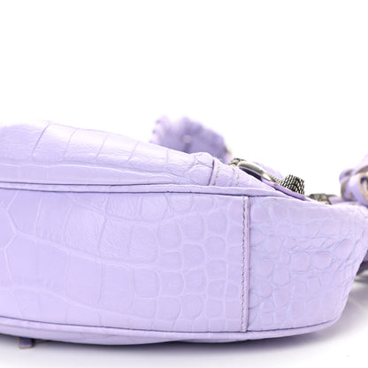 Balenciaga Extra Supple Calfskin Crocodile Embossed Le Cagole Shoulder Bag XS Lilac 10 of 11