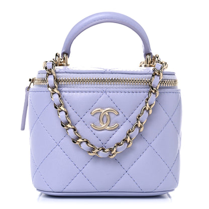 Chanel Lambskin Quilted Top Handle Mini Vanity Case With Chain Light Purple 1 of 10