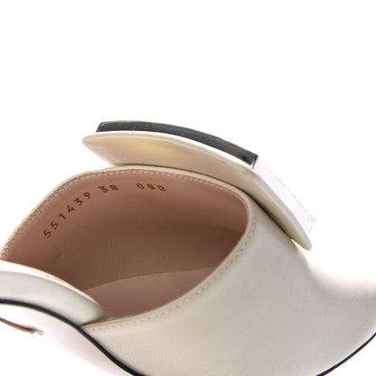 Gucci Malaga Kid Crystal Square G Madelyn Mules 38 Vintage White 9 of 10