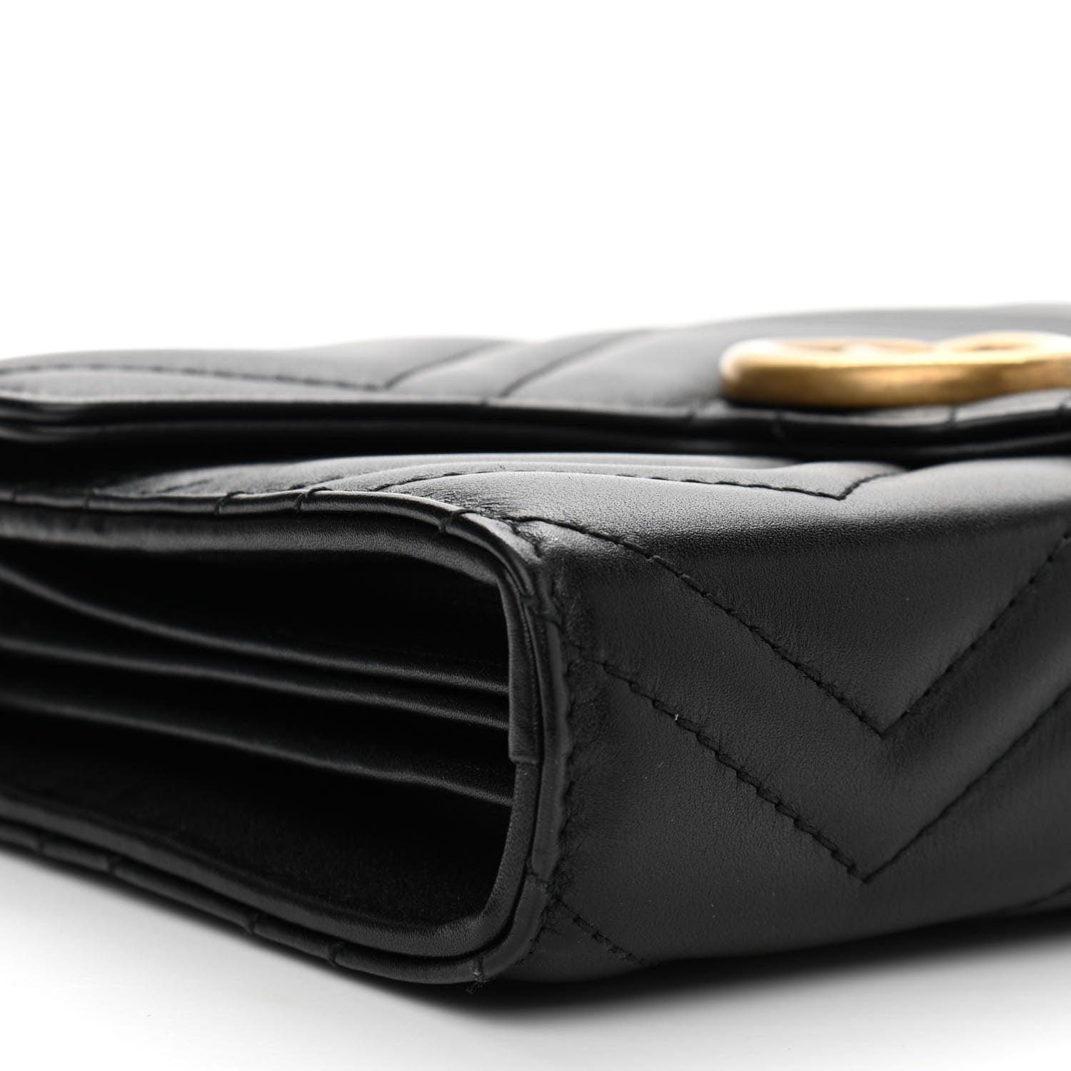 Gucci Calfskin Matelasse GG Marmont Chain Wallet Black 9 of 14