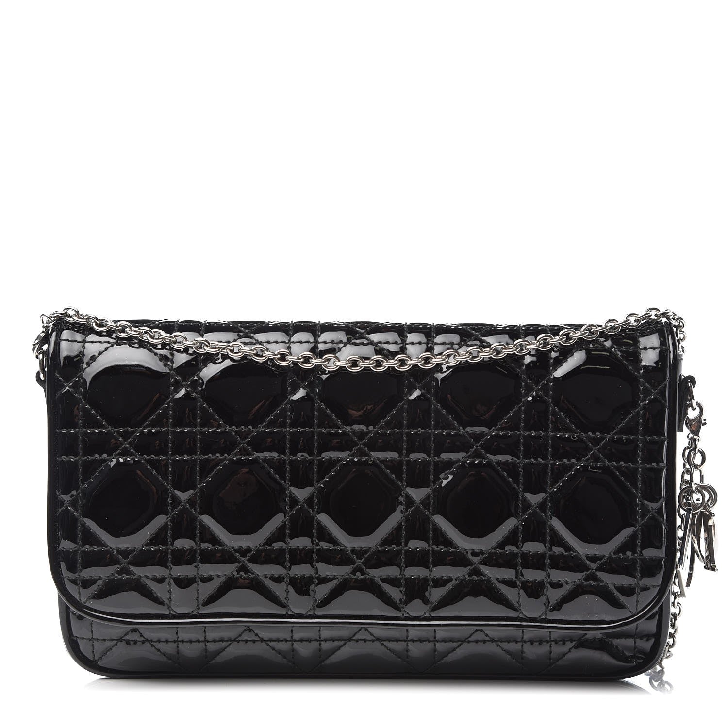 Christian Dior Patent Cannage Wallet on Chain Pouch Black 1 of 8