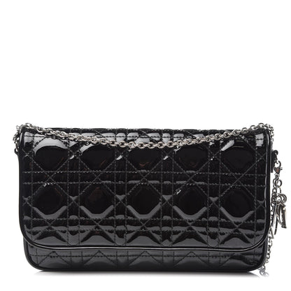 Christian Dior Patent Cannage Wallet on Chain Pouch Black 1 of 8
