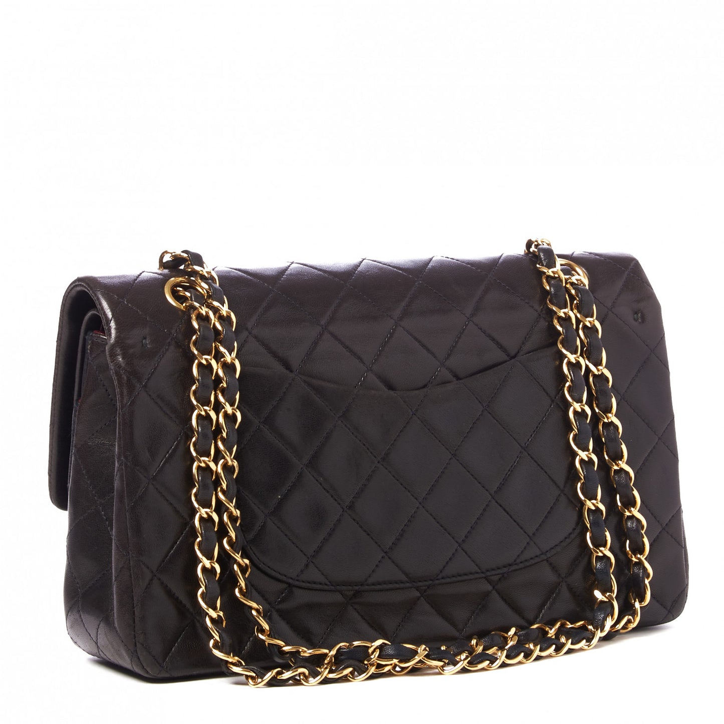 Lambskin Quilted Medium Double Flap Black