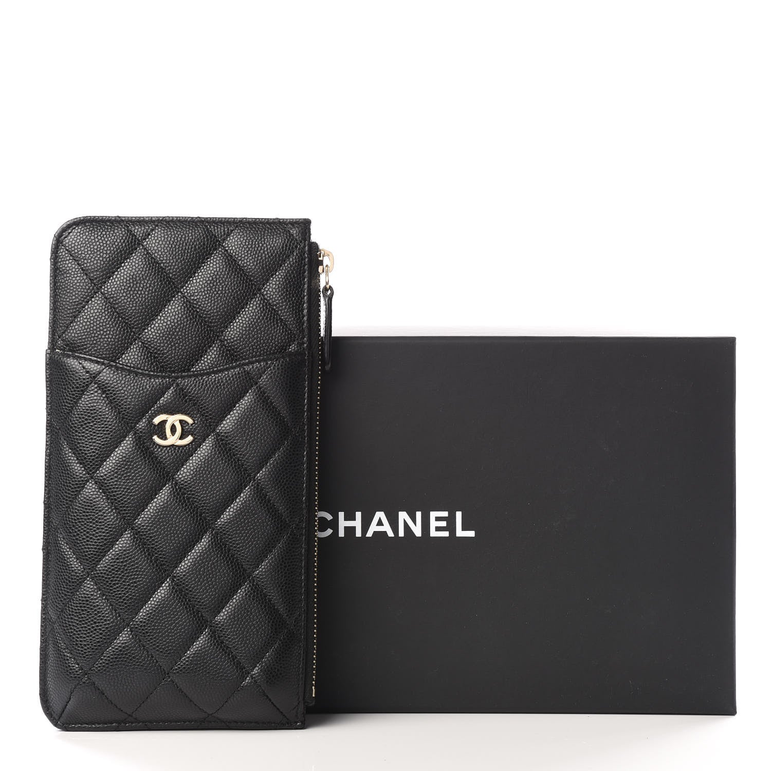Chanel Caviar Quilted Classic Flat Wallet Pouch Black 10 of 10