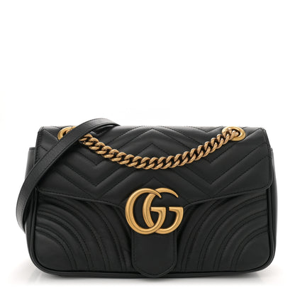 Gucci Calfskin Matelasse Small GG Marmont Shoulder Bag Black 1 of 11