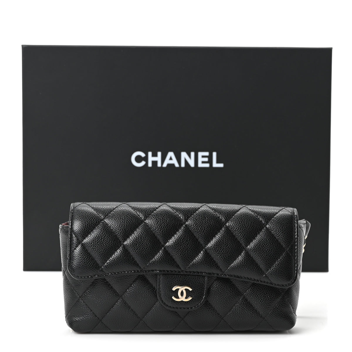 Caviar Quilted CC Flap Belt Bag Black