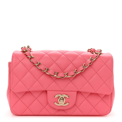 Chanel Lambskin Quilted Mini Rectangular Flap Pink 1 of 14