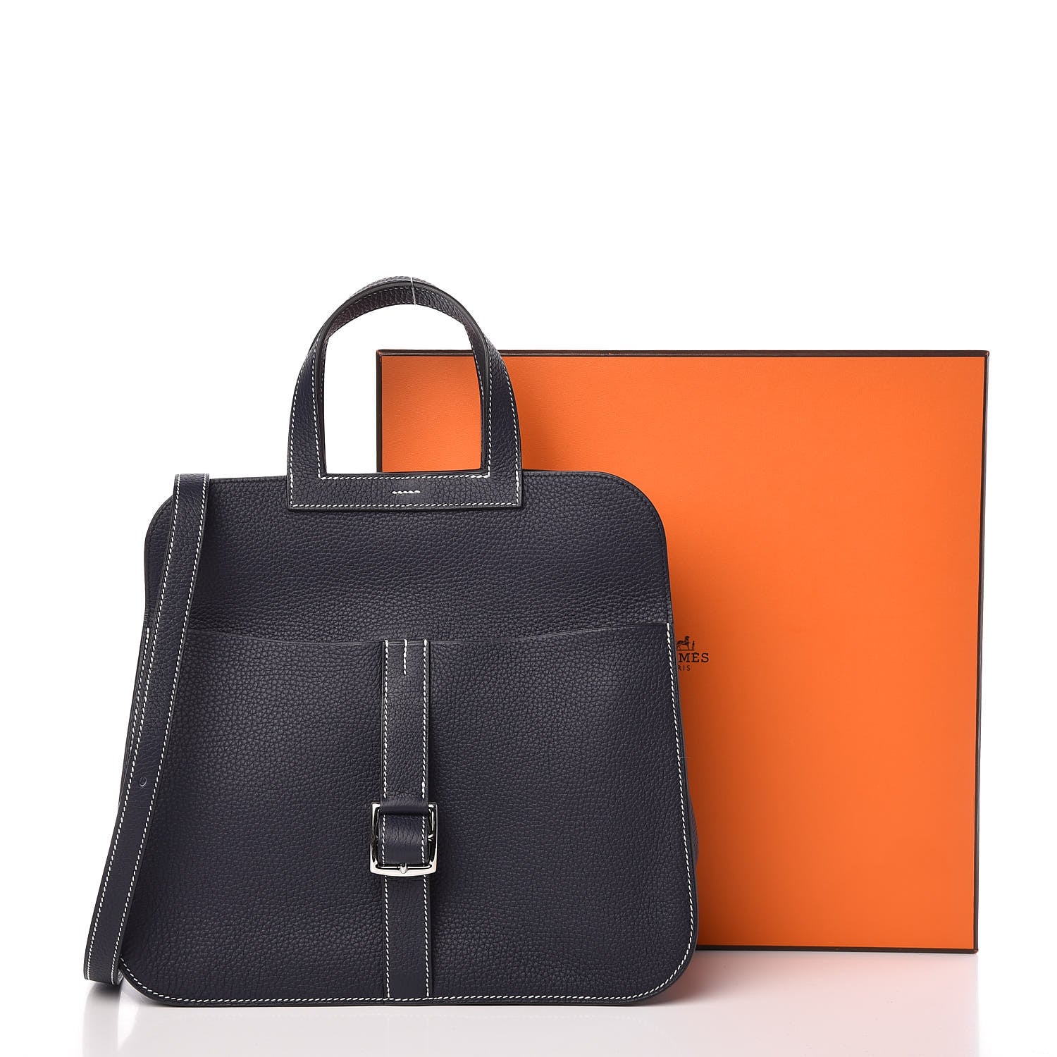 Hermes Taurillon Clemence Halzan 31 GM Bleu Nuit 16 of 16