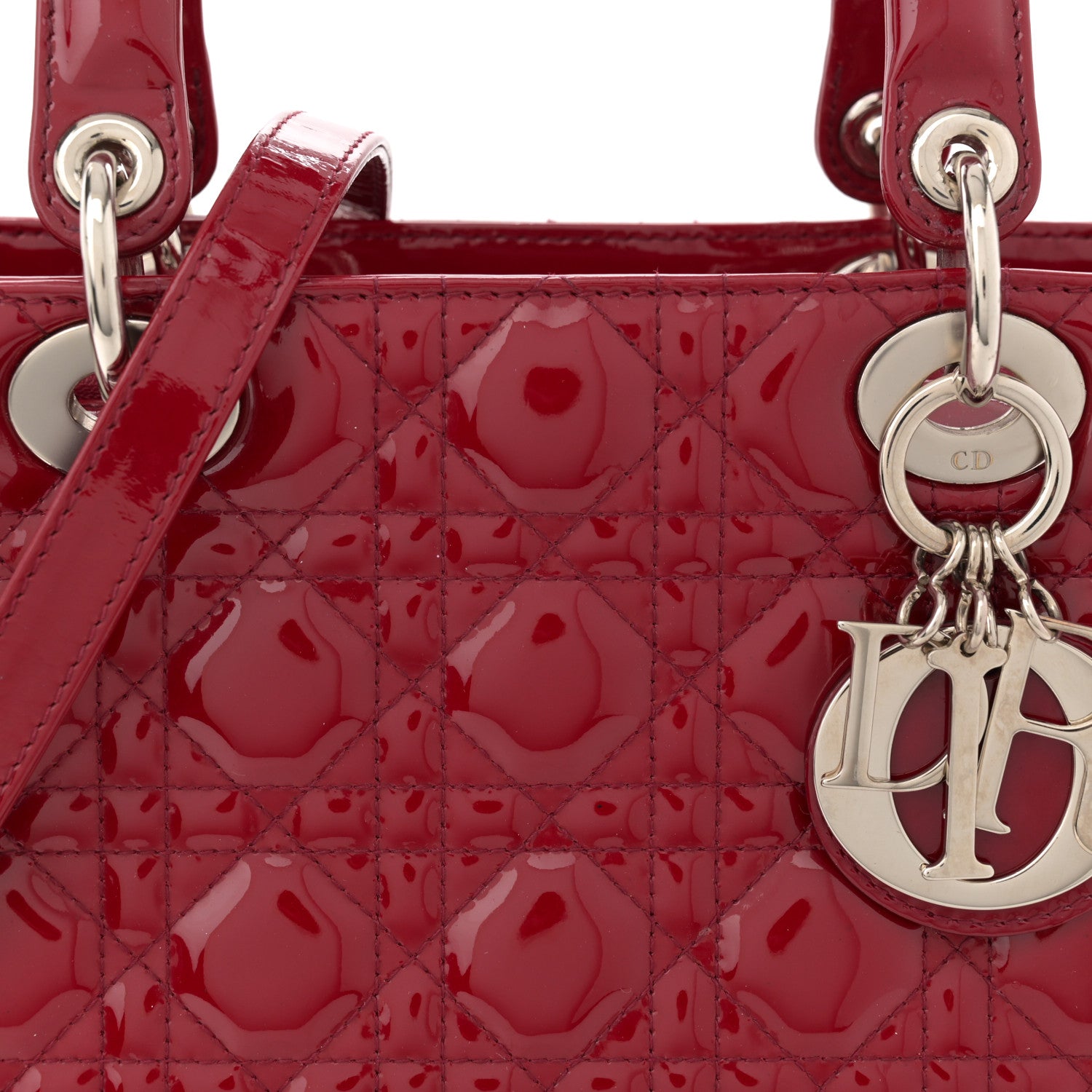 Christian Dior Patent Cannage Medium Lady Dior Red 8 of 13