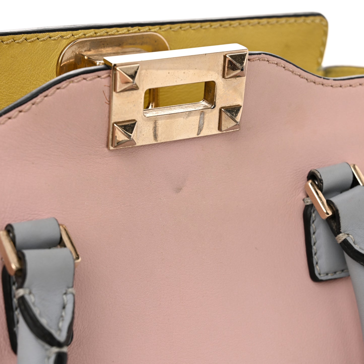 Vitello Watercolor Mini Rockstud Double Handle Tote Rose