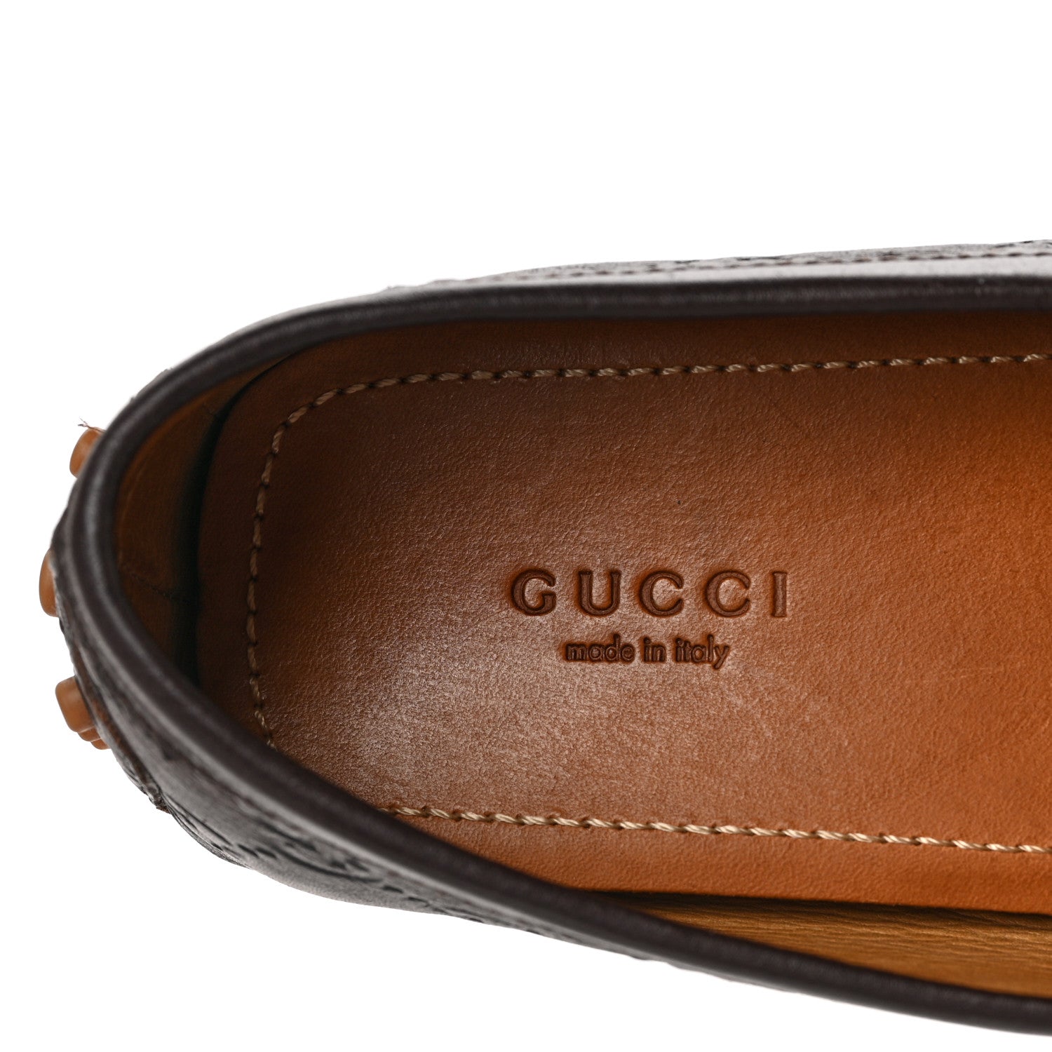 Gucci Soft Guccissima Womens Driver Loafers 36.5 Chocolate 7 of 10