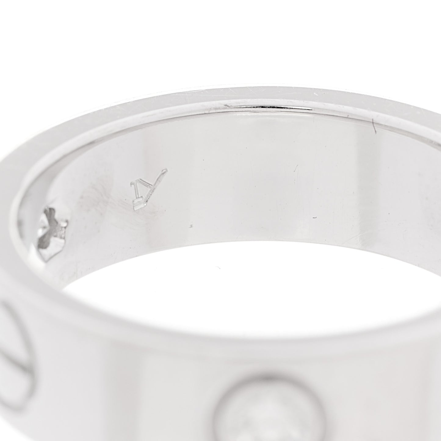 18K White Gold 3 Diamond 5.5mm LOVE Ring 51 5.75